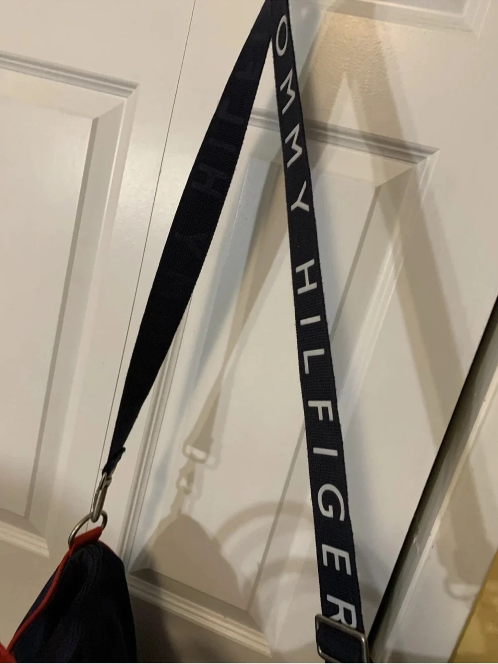 Tommy Hilfiger Navy Duffel with Red Piping and Branded Strap